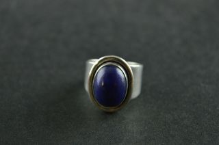 Vintage Sterling Silver Blue Stone Oval Dome Ring - 9g