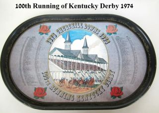 Vintage 1974 Churchill Downs 100th Kentucky Derby Serving Tray Large Metal