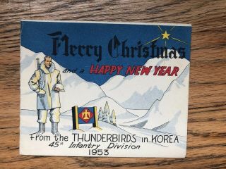 Vintage 1953 Korean War Christmas Card 45th Infantry Division Thunderbirds