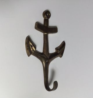 Vintage Solid Brass Maritime Nautical Ships Anchor Cross Wall Mount Hook