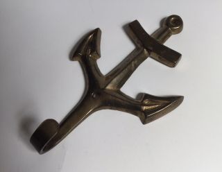 Vintage Solid Brass Maritime Nautical Ships Anchor Cross Wall Mount Hook 2