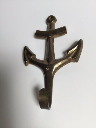 Vintage Solid Brass Maritime Nautical Ships Anchor Cross Wall Mount Hook 3
