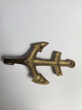 Vintage Solid Brass Maritime Nautical Ships Anchor Cross Wall Mount Hook 4