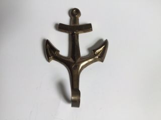 Vintage Solid Brass Maritime Nautical Ships Anchor Cross Wall Mount Hook 5