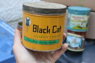 Vintage Black Cat Cigarette Tobacco Tin Can Empty Extra Mild