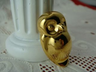 Vintage Precious Smaller Vendome Figural Owl Gold Tone Pin Brooch