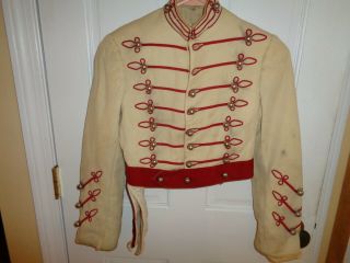 Vintage Marching Band Uniform Small Cream Red Jacket Bolero