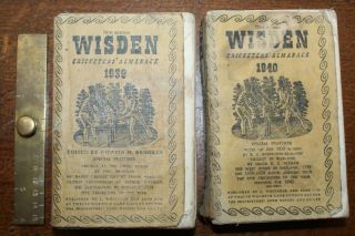 1939 And 1940 Wisden Cricketers Almanack Yellow Cloth Poor 2 Volumes