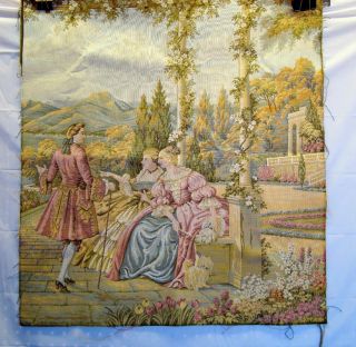 Vintage European Scene Wall Hanging Tapestry 26 1/4  X 28