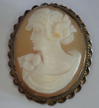 Vintage Carved Shell Cameo Brooch