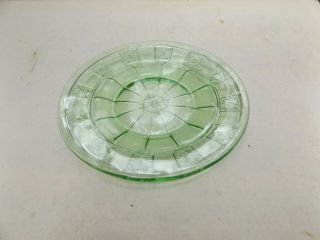 Set Of 4 Vintage Green Depression Glass Jeanette Doric 6” Sherbet/dessert Plates
