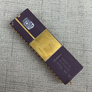 Vintage IBM Intel Purple Ceramic & Gold C8087 - 3 Math Co - Processor Chip 2