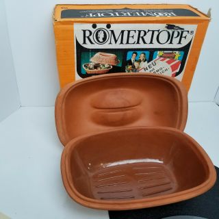 Vintage Romertopf Terra Cotta 11 " Clay Pot Baker Baking Roaster 109 Box