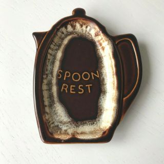 Vintage Pfaltzgraff Gourmet Brown Drip Spoon Rest Coffee Tea Exc