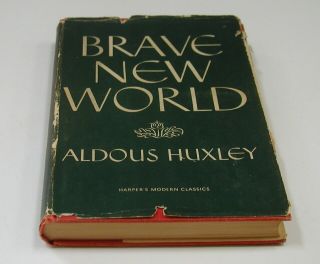 Brave World By Aldous Huxley Vintage Hardcover Book 1950 Hb/dj Classic Novel