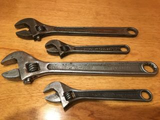 Vintage Adjustable Wrenches,  10 " Bet " R - Grip & Diamond,  6 " Crescent & Irega (4pc)