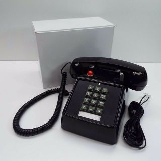 Retro Black Phone Push Button Desk Telephone Vintage Look Generic (t41)