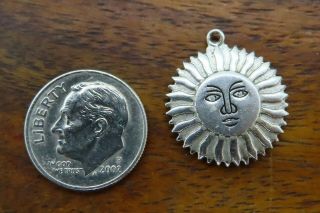 Vintage Sterling Silver Sun Face Virgin Islands 3d Double Sided Solid Charm