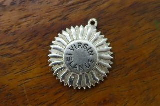 Vintage sterling silver SUN FACE VIRGIN ISLANDS 3D DOUBLE SIDED SOLID charm 2
