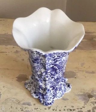 Vintage James Kent England Blue Old Foley 18th Century Chintz 7 " H Vase Perfect