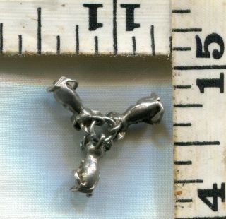VINTAGE STERLING BRACELET CHARM 87899 ' 40 ' S THE THREE BLIND MICE YOURS FOR $16. 2
