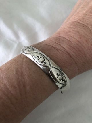 Vintage Sterling Silver Native American Navajo Cuff Bracelet Signed Tracy 7
