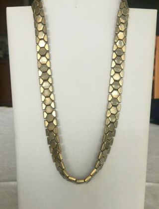 VINTAGE 1945 ALFRED PHILIPPE CROWN TRIFARI TESSELLATED HONEYCOMB CHOKER NECKLACE 2