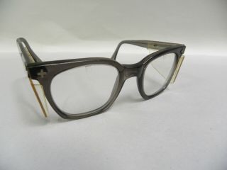 Vintage As Clear Lenses Horn Rimmed Safety Glasses With Side Shields (a5)