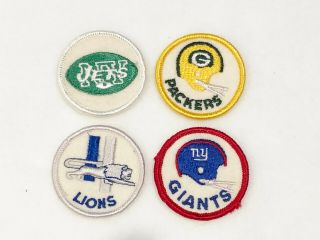4 Vintage Nfl Patches - Green Bay Packers / Lions / Jets / Giants - 2 " Patch