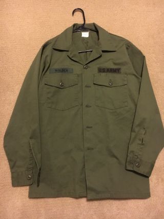 Vintage U.  S Army Mens Size 16 - 1/2 X 34 Military Utility Shirt Vietnam Era Green