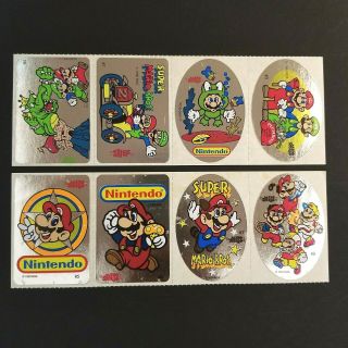 Vintage 1990 Mello Smello Nintendo Mario Brothers Foil Stickers Set