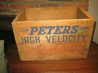 Vintage Peters High Velocity 12 Ga.  Wooden Dovetailed Ammo Box In