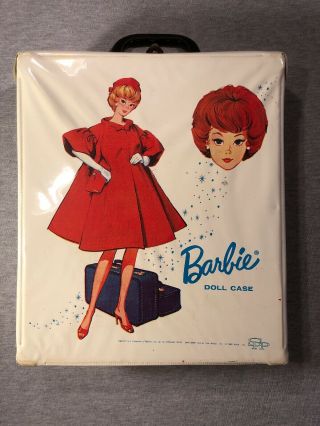 Vintage Barbie Doll Suitcase 1963 Bubblecut Titian Clothing Case White Htf