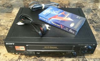 Sony Slv - N60 Vcr Vhs Player/recorder W/ Rca Cables & Blank Media - Ships Fast