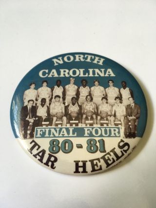 Vintage North Carolina Tar Heels 1980 - 81 Basketball Pinback Pin Button