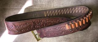 Vintage Hunter.  38 Special.  357 Leather Ammo Belt Size Medium 38” Long
