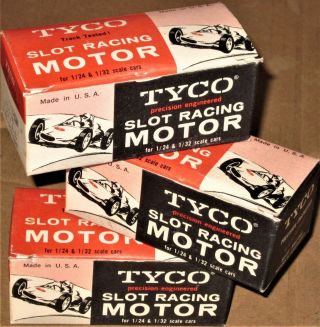 3 - In - Boxes Tyco 1/24 1/32 Vintage 1960s Slot Car Sidewinder & Inline Motors