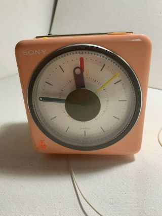 Vintage 80s Sony Icf - A15l Pink Radio Alarm Clock Melody Watch
