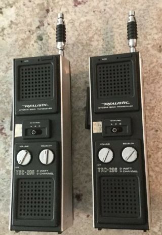 Vintage Realistic Trc - 206 Pair/walkie Talkie/cb Radio 3 Channel