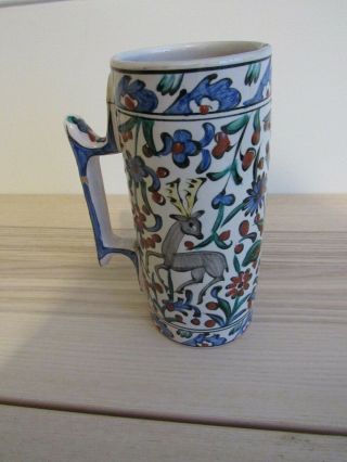 Vintage Ikaros Rhodes Mug/vase - Greece - Hand Painted - 8 " Tall - Chip
