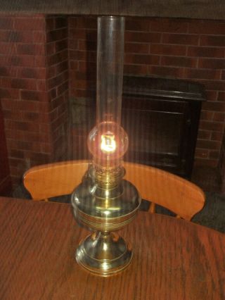 Vintage French Brass Oil Lamp Table Desk Top Glass Chimney Ornate Brass Gallery