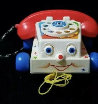 Vintage Fisher Price Chatter Phone Pull Toy Telephone Model 747 1985 80s Toy