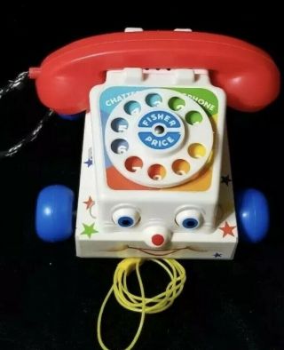 Vintage Fisher Price Chatter Phone Pull Toy Telephone Model 747 1985 80s Toy 2