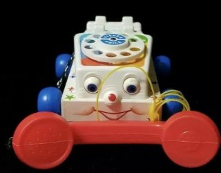 Vintage Fisher Price Chatter Phone Pull Toy Telephone Model 747 1985 80s Toy 3