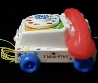 Vintage Fisher Price Chatter Phone Pull Toy Telephone Model 747 1985 80s Toy 5