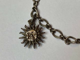 Vintage Sterling Silver SUN MOON & STAR Link Charm Bracelet 3