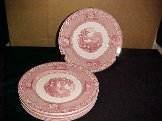 Vintage Jenny Lind Red - Royal Staffordshire (8) Luncheon Plates