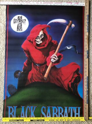 Vintage 1986 Black Sabbath Poster Grim Reaper 24” X 34” Rock Band Group