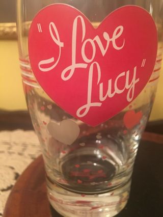 Two (2) Vintage “I Love Lucy” Heart Drink Kitchen / Barware Glasses 2