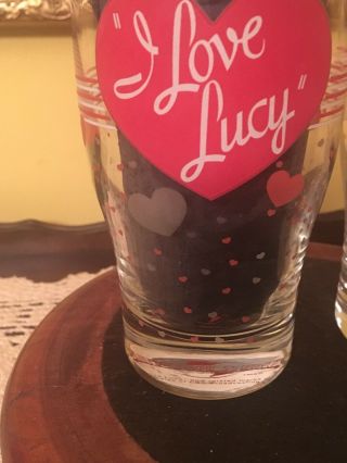 Two (2) Vintage “I Love Lucy” Heart Drink Kitchen / Barware Glasses 3